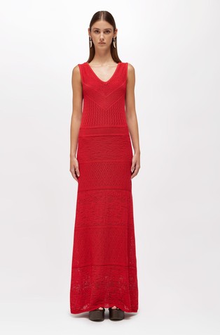 Dolga pletena obleka iz bombažne mešanice