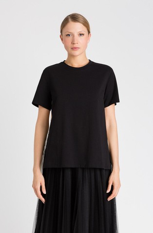 T-shirt with pleated flounce on the back