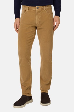 Regular fit hlače iz raztegljivega žameta