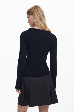 DESIGUAL Pearl stitch T-shirt Black 2