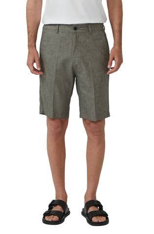 Loose fit bermuda hlače iz lanene mešanice