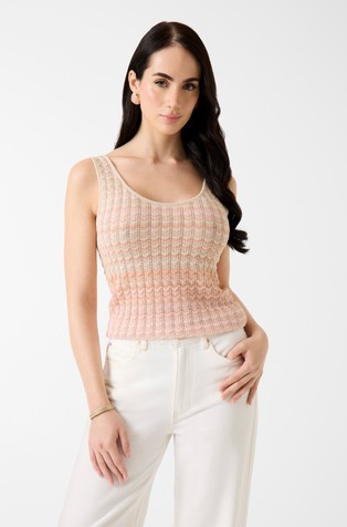 Striped knit tank top with lurex