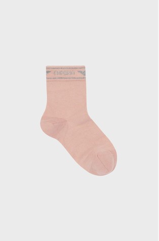 EMPORIO ARMANI Gift set of two pairs of lurex jacquard logo socks Pink 1