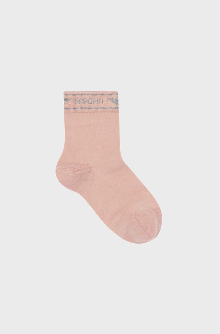 EMPORIO ARMANI Gift set of two pairs of lurex jacquard logo socks Pink 