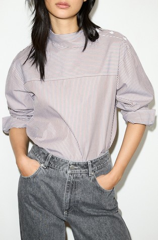 Črtasta bluza iz bombažnega poplina