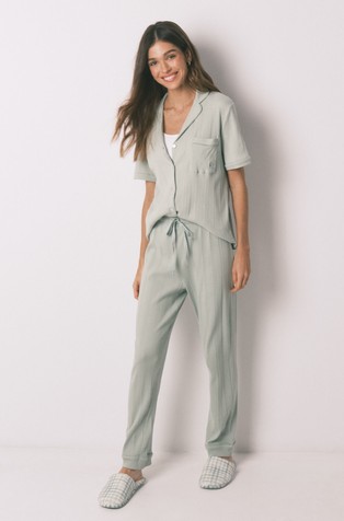 Srajčna pižama s kratkimi rokavi iz bombažne mešanice