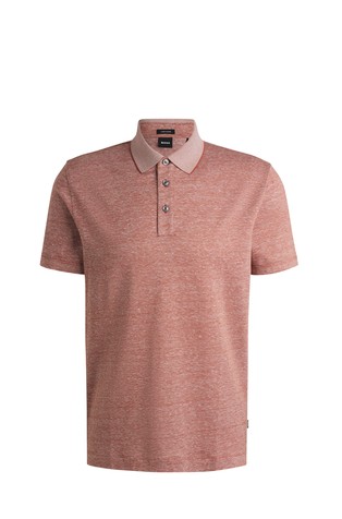 Knit polo shirt in cotton and linen