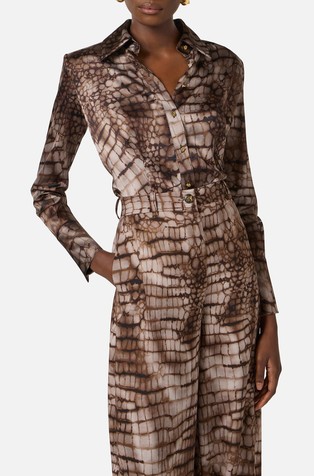 Satenasta srajca z vzorcem aligatorjeve kože