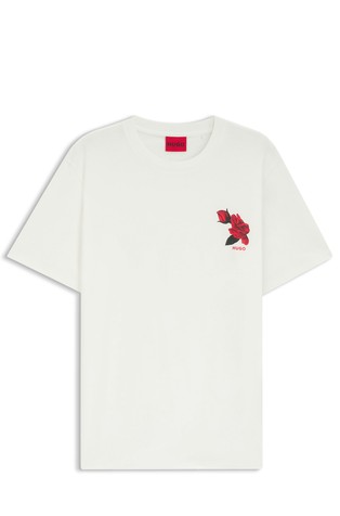 Relaxed fit majica iz bombažnega jerseya s potiskom