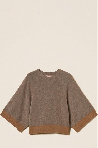 Cropped wool and cashmere jumper