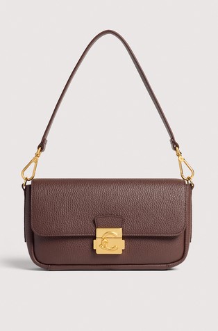 C-Me Lock Leather Shoulder Bag
