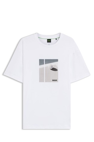 Pima-cotton T-shirt with tennis artwork