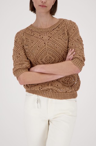 Ajour knitted jumper with sequins