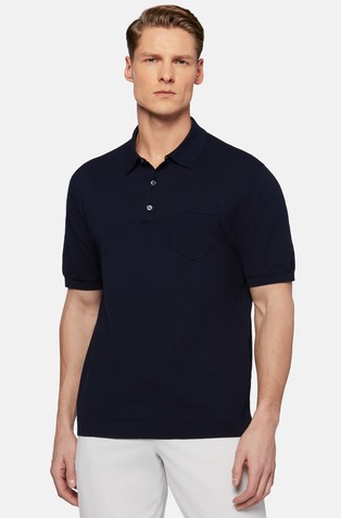 Cotton Crepe Knit Polo Shirt