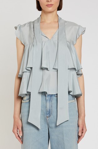Svilena bluza s trakom za zavezovanje