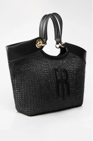 FRACOMINA Big tote in raffia-look Black 3