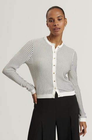 Knitted Striped Cropped Cardigan