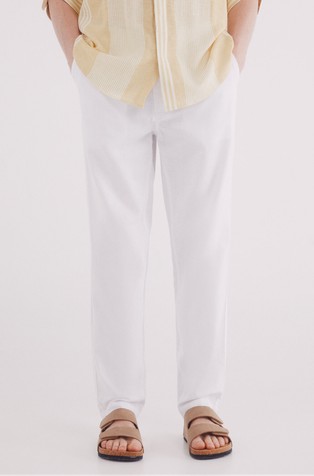 Slim fit chino hlače iz mešanice bombaža in lana