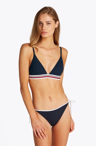 TOMMY HILFIGER Global Stripe Triangle Bikini Top Blue 4