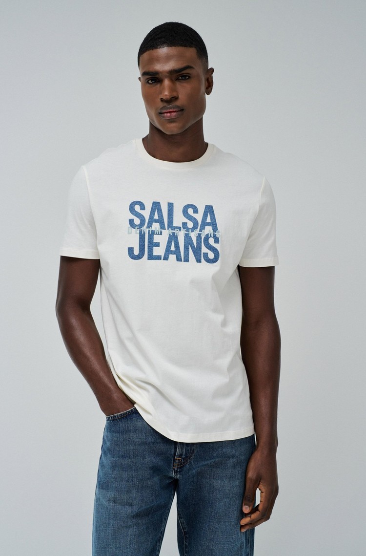 SALSA JEANS Logo majica s kratkimi rokavi Bela - White 