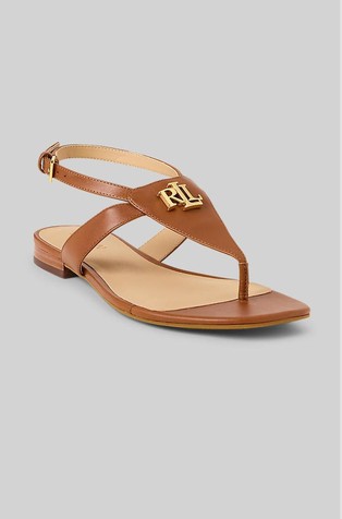 RALPH LAUREN Everley usnjeni sandali Rjava - Lauren Tan 2