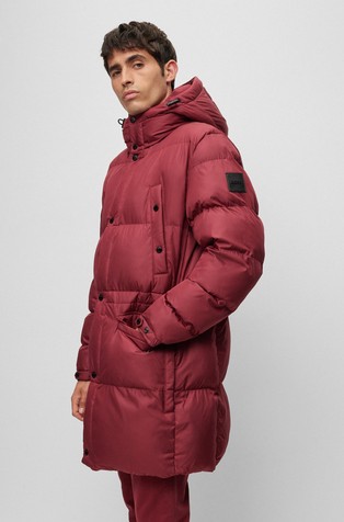 HUGO BOSS Water-repellent padded jacket with hood Red 3