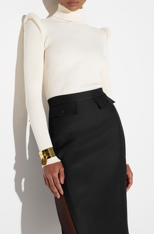 Knit turtleneck top with 3D details