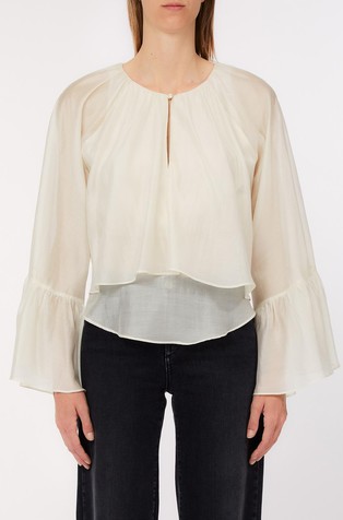 Bluza iz muslina z naborkom na rokavih