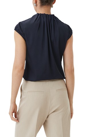COMMA Satin blouse with gathers around the neck Blue 2