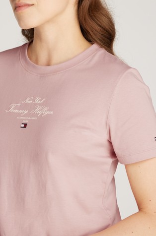 TOMMY HILFIGER Cotton T-shirt with logo print Pink 3