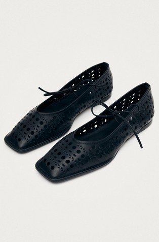 ALOHAS Sway Slit Leather Ballet Flats Black 2