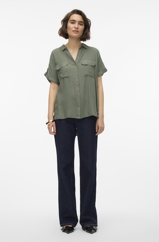 VERO MODA VMBUMPY srajca s kratkimi rokavi Zelena - Green 3