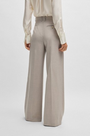 HUGO BOSS Regular-fit striped trousers in wool and silk blend Beige 2