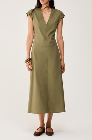 Dolga obleka iz bombažnega poplina