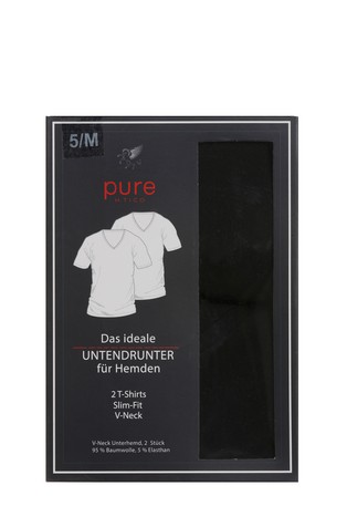 PURE H.TICO Paket 2 spodnjih majic s kratkimi rokavi in V-izrezom Črna - Black 3
