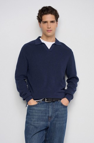 Textured polo jumper