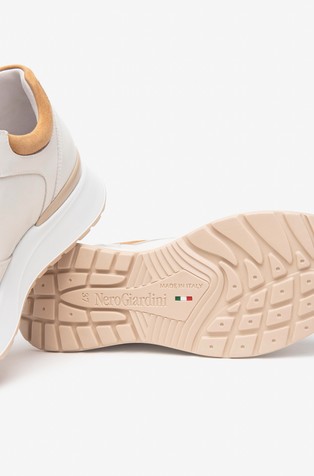 NEROGIARDINI Usnjene superge Bela - White/Beige 5