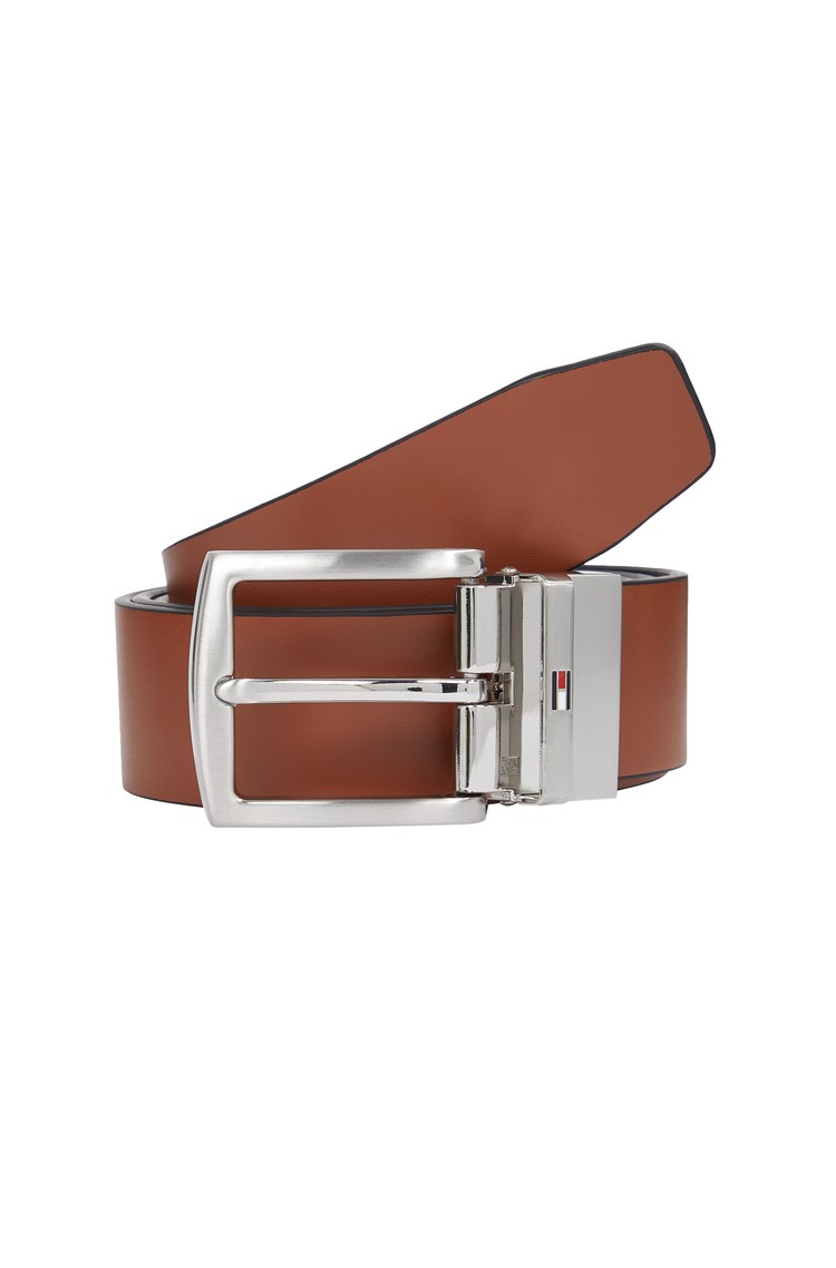 TOMMY HILFIGER Obojestranski usnjen pas Rjava - Brown 