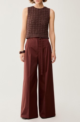 Široke bombažne hlače s pasom