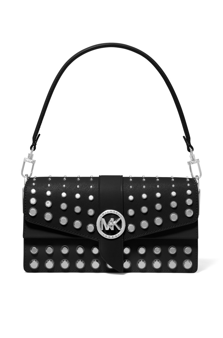 MICHAEL KORS Greenwich torbica s kovinskimi neti Črna - Black 