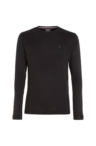 TOMMY HILFIGER Slim fit majica z dolgimi rokavi iz organskega bombaža Črna - Black 5