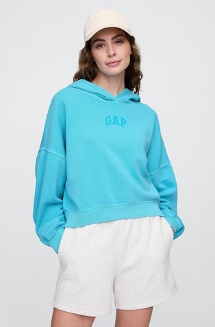 Relaxed Gap Mini-Logo Cropped Hoodie