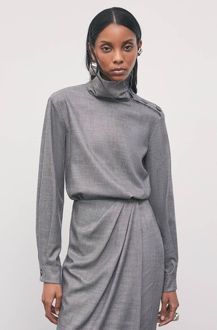 Melange blouse with button