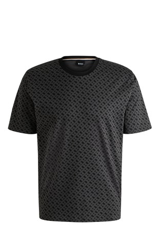 Interlock-cotton pyjama T-shirt with monogram print