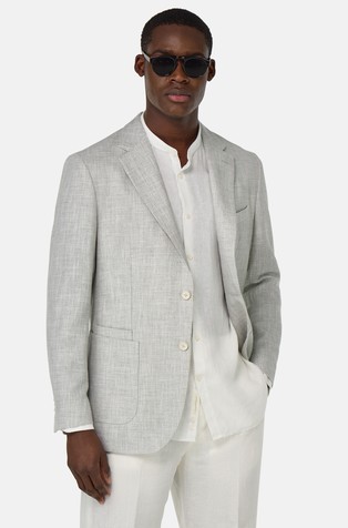 Linen-blend Single-breasted Jacket