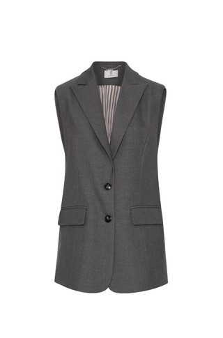 Long gilet regular fit in woolen fabric
