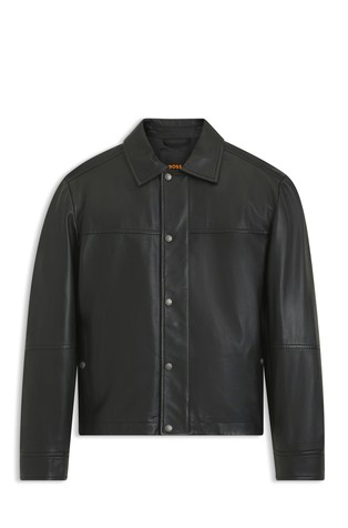 Regular fit usnjena srajčna jakna