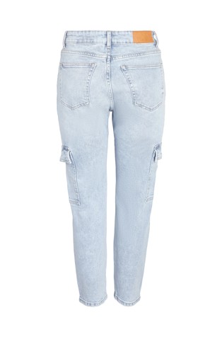 NOISY MAY NMMONI cropped cargo jeans hlače Modra - Light Blue Denim 7