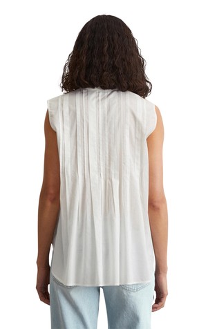 MARC O'POLO Relaxed sleeveless blouse made from cotton voile White Cotton 2