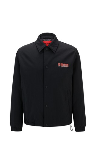 Water-repellent padded jacket with large logo back